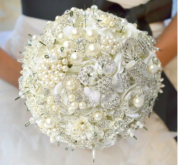 New Luxury Jewelry Wedding Bouquet High End Custom Bride Bouquet Pearl