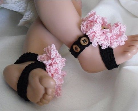 FREE SHIPPING-crochet pattern baby girl shoes sandals flowers barefoot ...