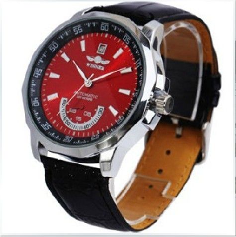 ... watches red face automatic movement diver watch men leather JARAGAR