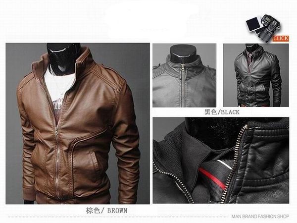 Wholesale - PU Leather Jacket For Men Slim Motorcycle Jackets High Neck Waterproof Coat PY08