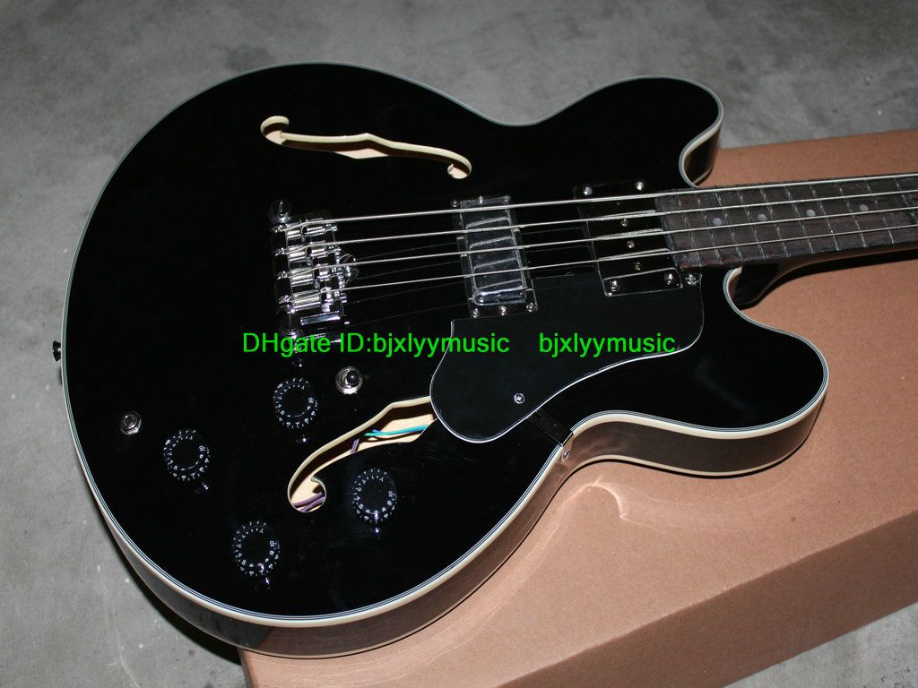 Black Semi Hollow 4 Strings Bass Eb 2d Bass Classic Jazz Electric Bass