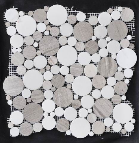 mosaic tile marble round stone grey wooden circle penny pebble natural tiles decor popular sheets dhgate square larger