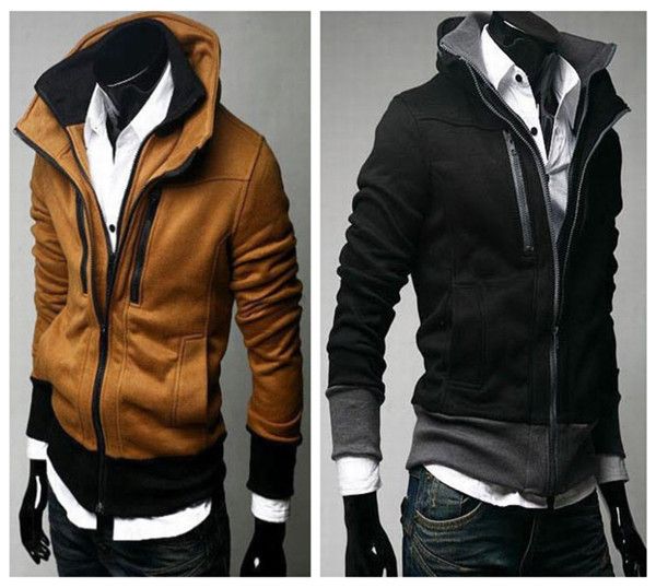 Stylish Mens Hoodies Slim Fit Men Sport Hoodies Designer Winter Solid Fleece Double Zippers US XSSML