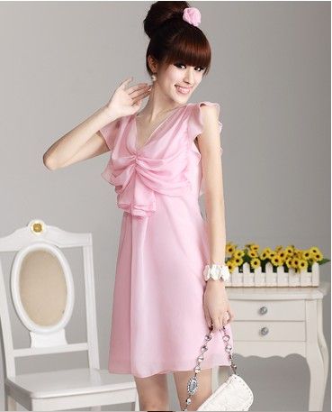 ... Celebrity Korea Dress Summer Sweet V-line Bowknot Pink Dress Free