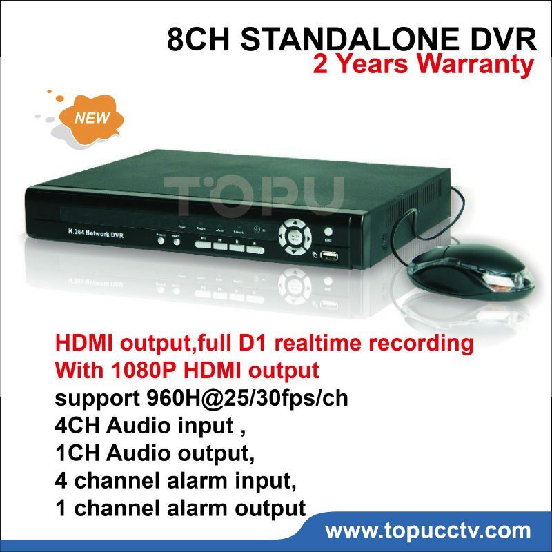8ch Dvr Video Recorder H.264 Hdmi Output Full D1 Realtime Recording