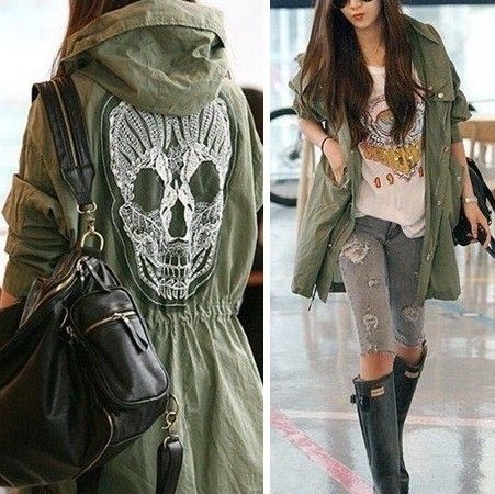 Fashion Skull Back Women Hooded Coat Military Jacket Outerwear Tops Blazer From Worldfactory, $20.27 | Dhgate.Com