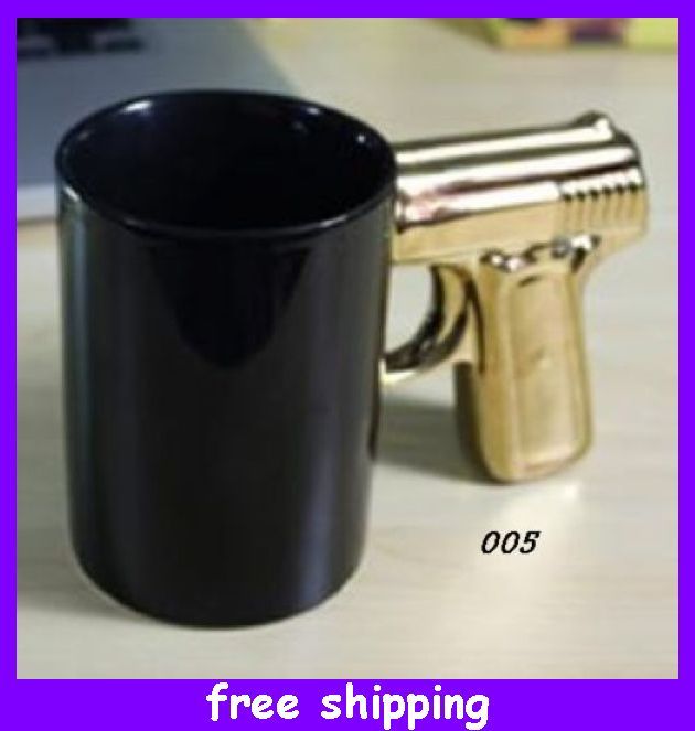 2017 Unique Pistol Grip Gun Handle Coffee Cup Ceramic Mug New Year Gift