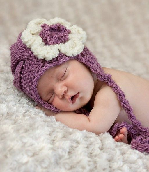 2017 Baby Crochet Hats Newborn Baby Girl Hat Knit Baby Hat With Flower