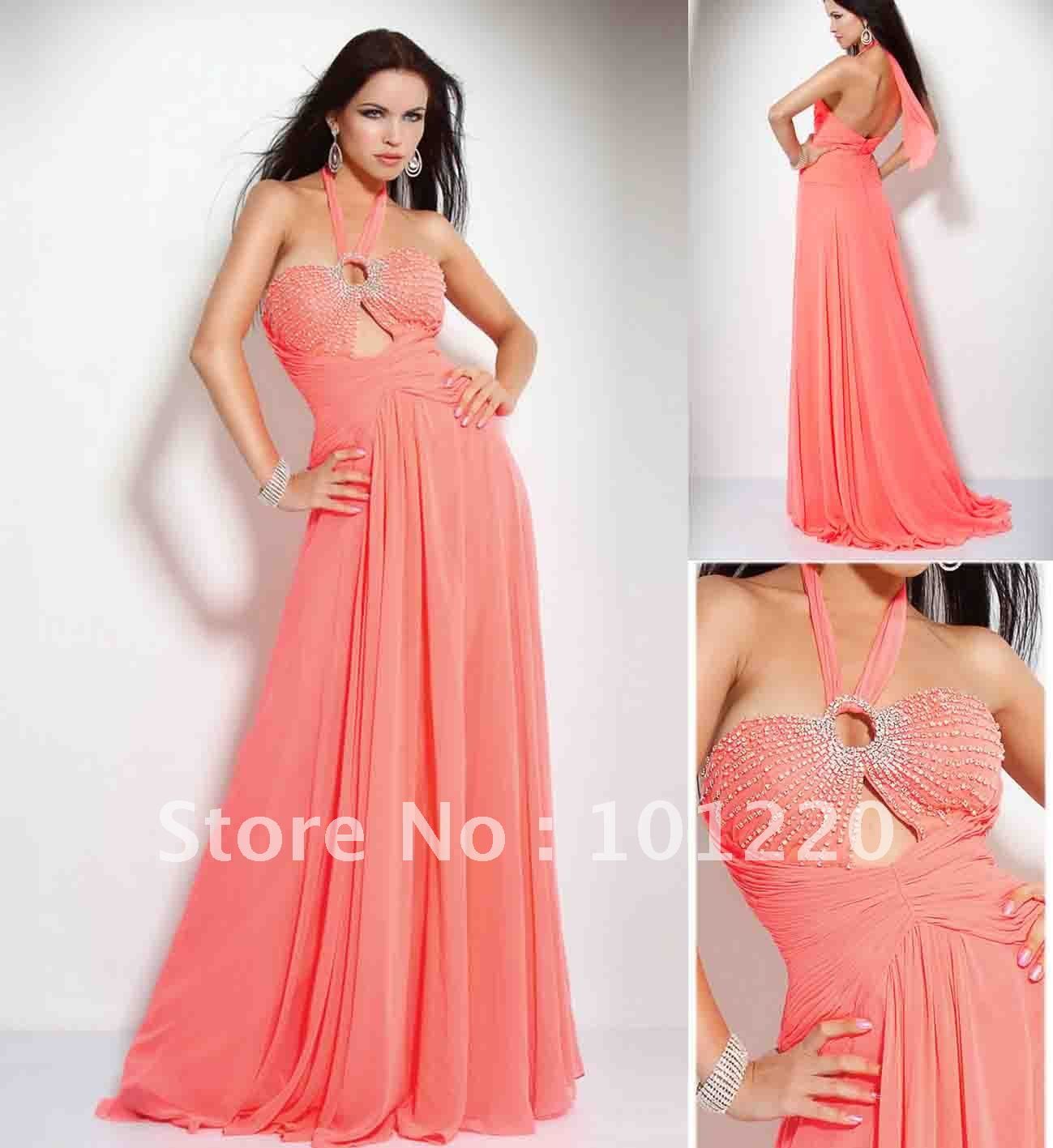 Long Halter Top Prom Dresses