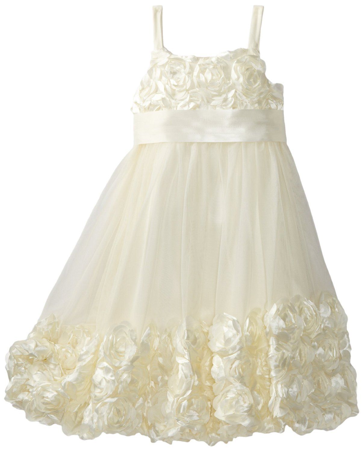 Handmade Flower Girls Formal Dress A Line Spaghetti Sleeveless Organza