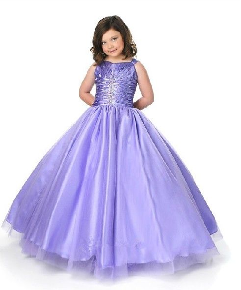 spaghetti purple beads flower Girls kids PAGEANT party prom wedding ...