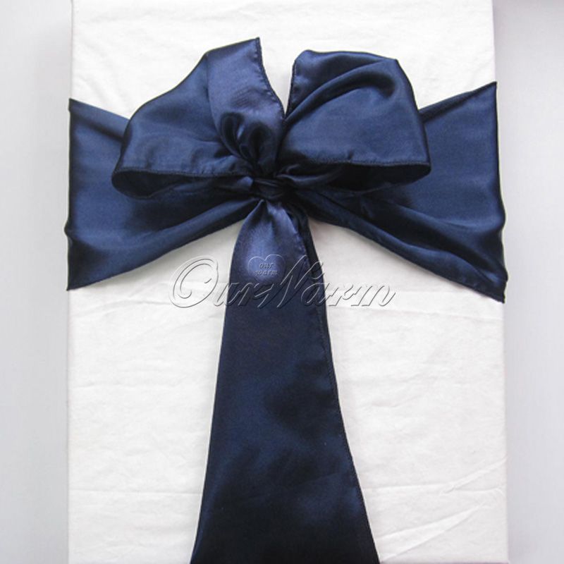 100 Navy Blue Satin Chair Sash Wedding Party Supply Elegant Crafts