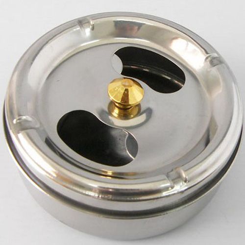 Online Cheap Stainless Steel Ashtray With Lid Rotation Closed Off Smoke