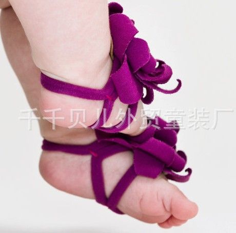 Wholesale -BABY Sandals Baby Barefoot Sandals Foot Flower Foot Ties ...