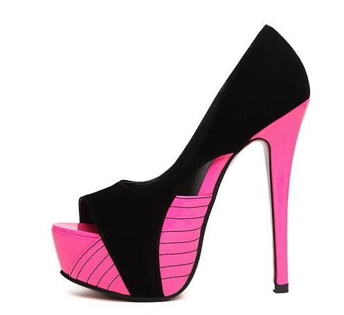 Pink And Black High Heels