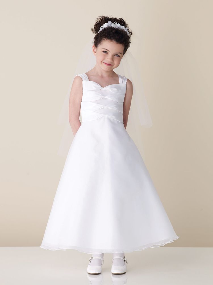 2013 Simple Lovely White Flower Girl Dress Ruffle Bodice White Organza