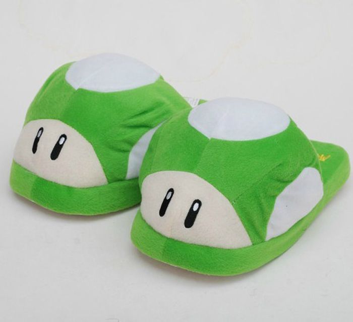 Best Super Mario Mushroom Grenn Slippers Mariokart Adult Slipper 11inch