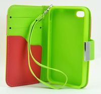 Wholesale 70pcs New Colorful Stripe Wallet Leather Case Cover With Credit Card For iphone G th