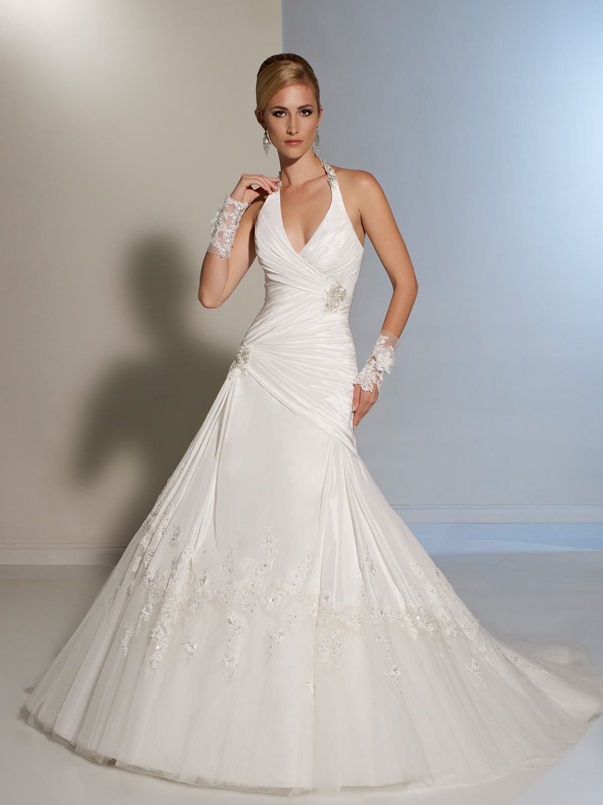 halter a-line bridal gowns