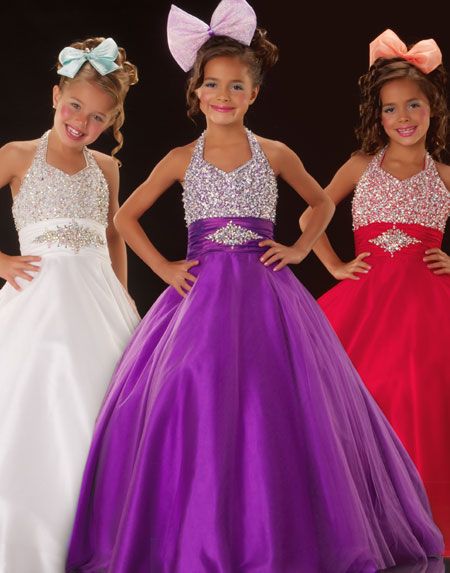 Bright Purple White Red Blue Tulle Halter Flower Girl Dresses Girls' Pageant Dresses Holidays Birthday Dresses Custom SZ 2-14 TF114060