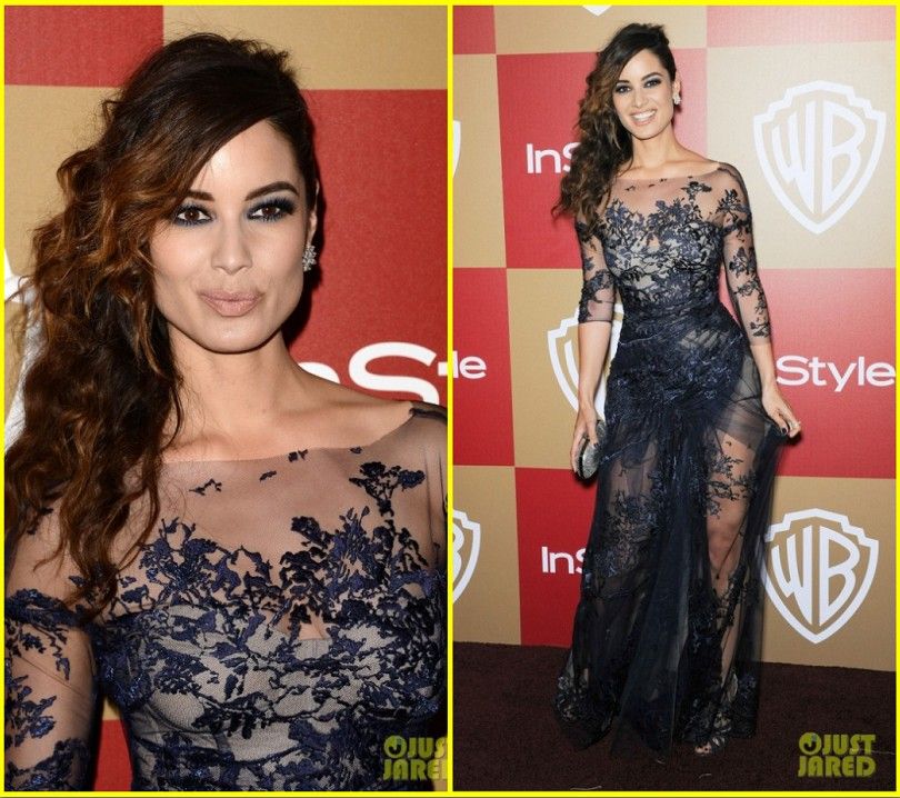 Liberty Ross Amaziong See Through Lace Navy Blue Celebrity Dress Long