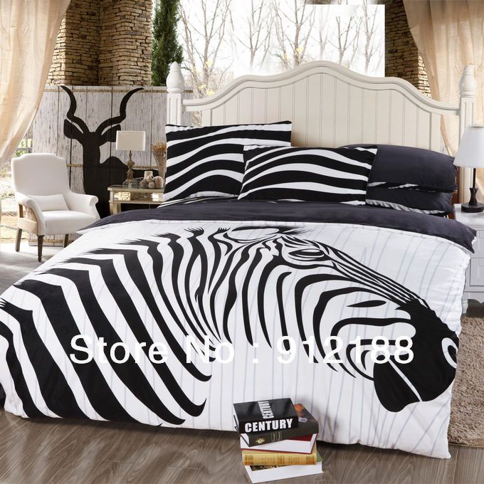 Hot!!black Zebra Adult Bedding Sets Popular Bed Cover Sets Cotton Bed