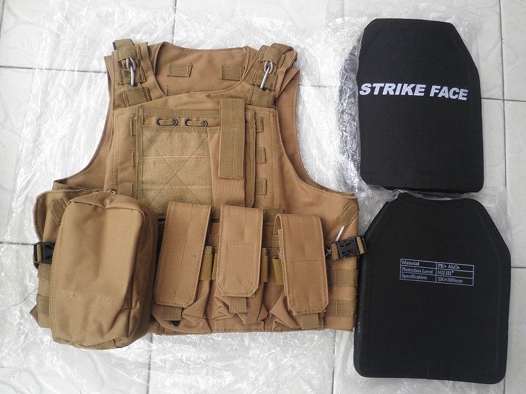2017 Desert Combat Tactical Bullet Proof Vest Iii Ceramic Plates Iii