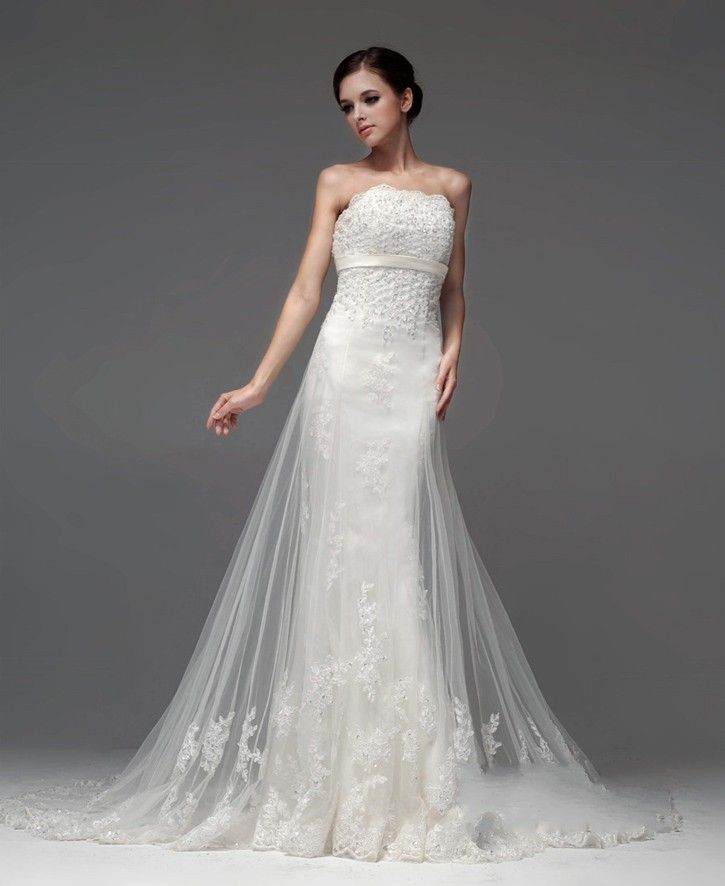 2013 High End Mermaid Wedding Dresses Strapless Appliques Lace Up ...