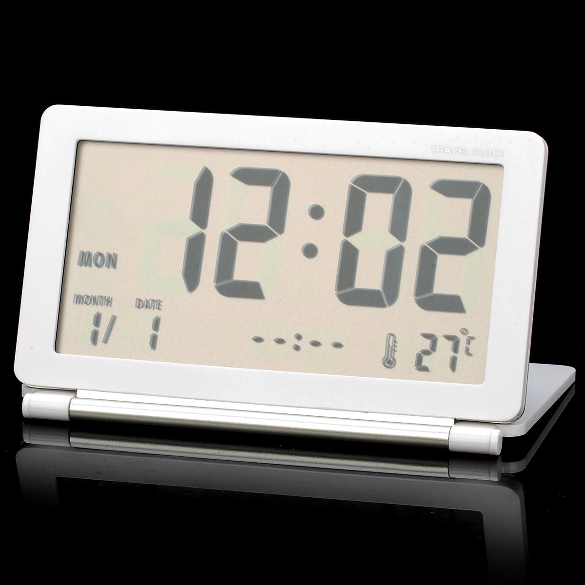 Discount 3.8 Lcd Folding Digital Travel Clock With Calendar / Alarm