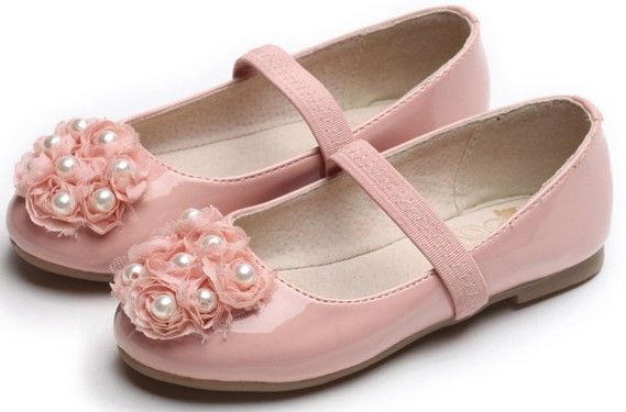 Sweet Pink Girls Shoes Pu Shoes Flowers Pearl Decoration ...