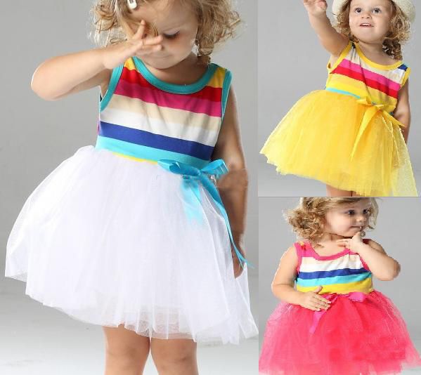 2017 Summer Girl's Rainbow Dresses Baby Dresses Children Skirts Girl