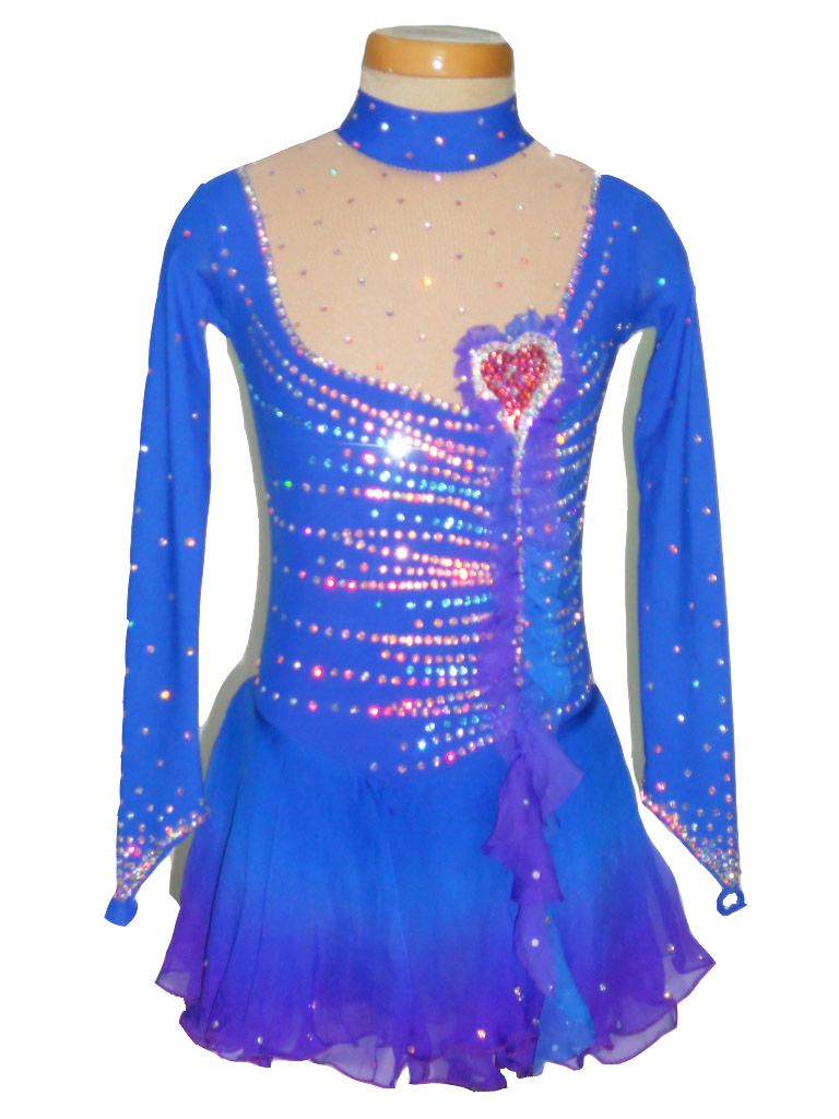 2017 Ice Skating Dress In Blue Color For Dance Competition, Beautiful