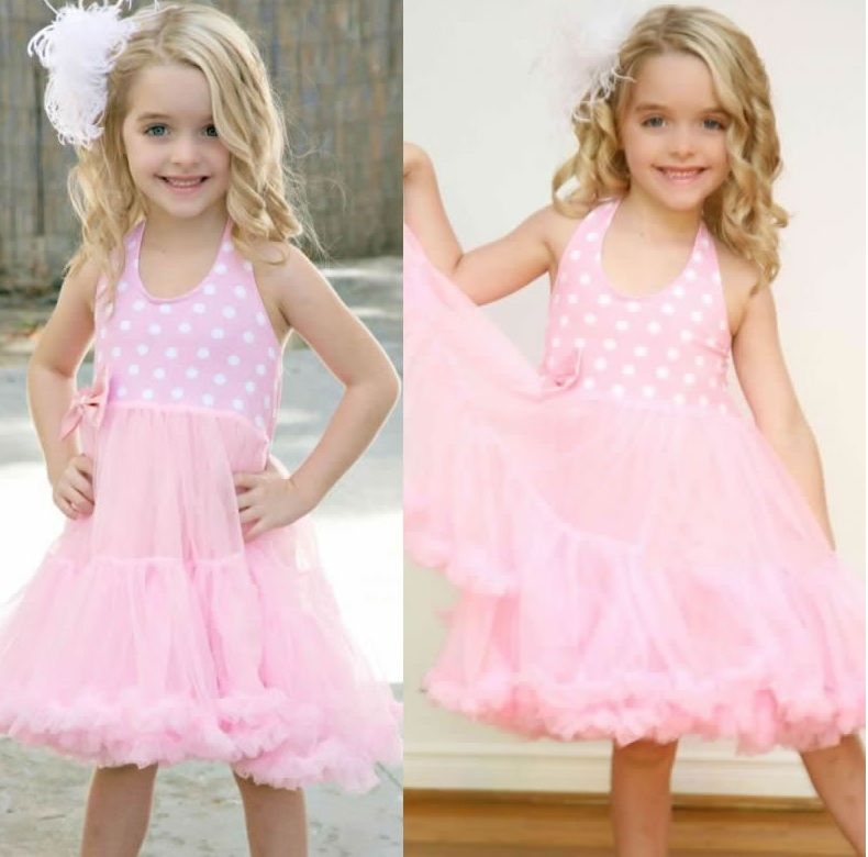 2017 Girls Tutu Dress Kids Jumper Skirts Children Pink Ballet One Piece Dresses Dot Yarn