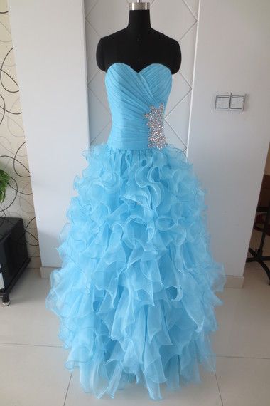 Petite Size Prom Dresses Spring Colors Blue Ball Gown Sweetheart