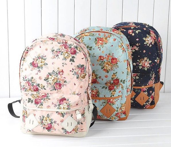 2015 Hot Fashion Canvas Backpack Flower Design Fashion Travelling Bag