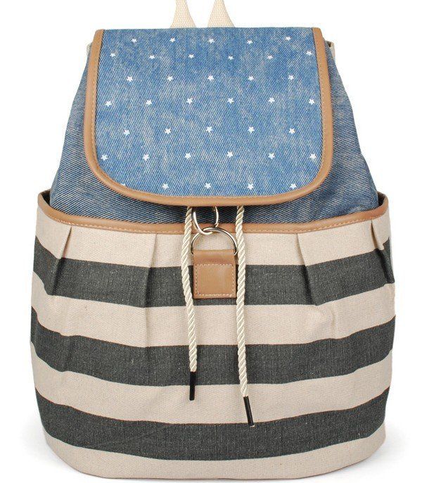 Stripe Middle School Girls Backpack Bag