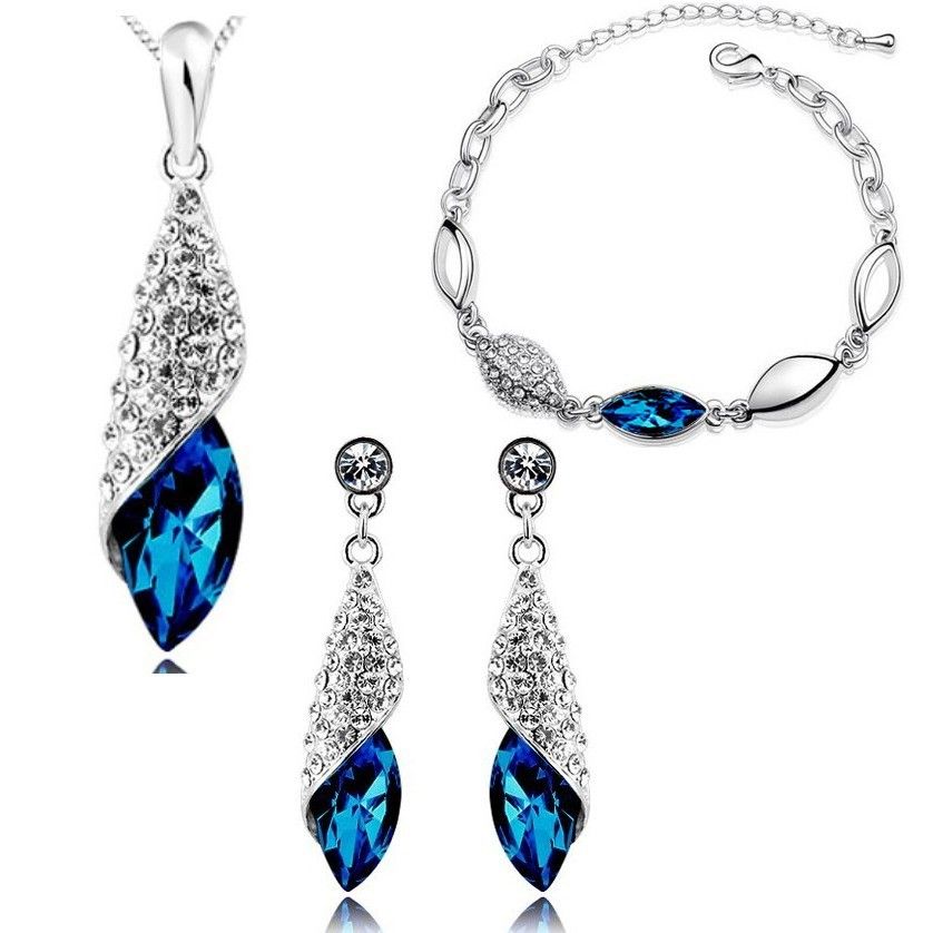 Wholesale - MUMGIFT FASHION JEWELRY SETS PEACOCK BLUE SWAROVSKI ...