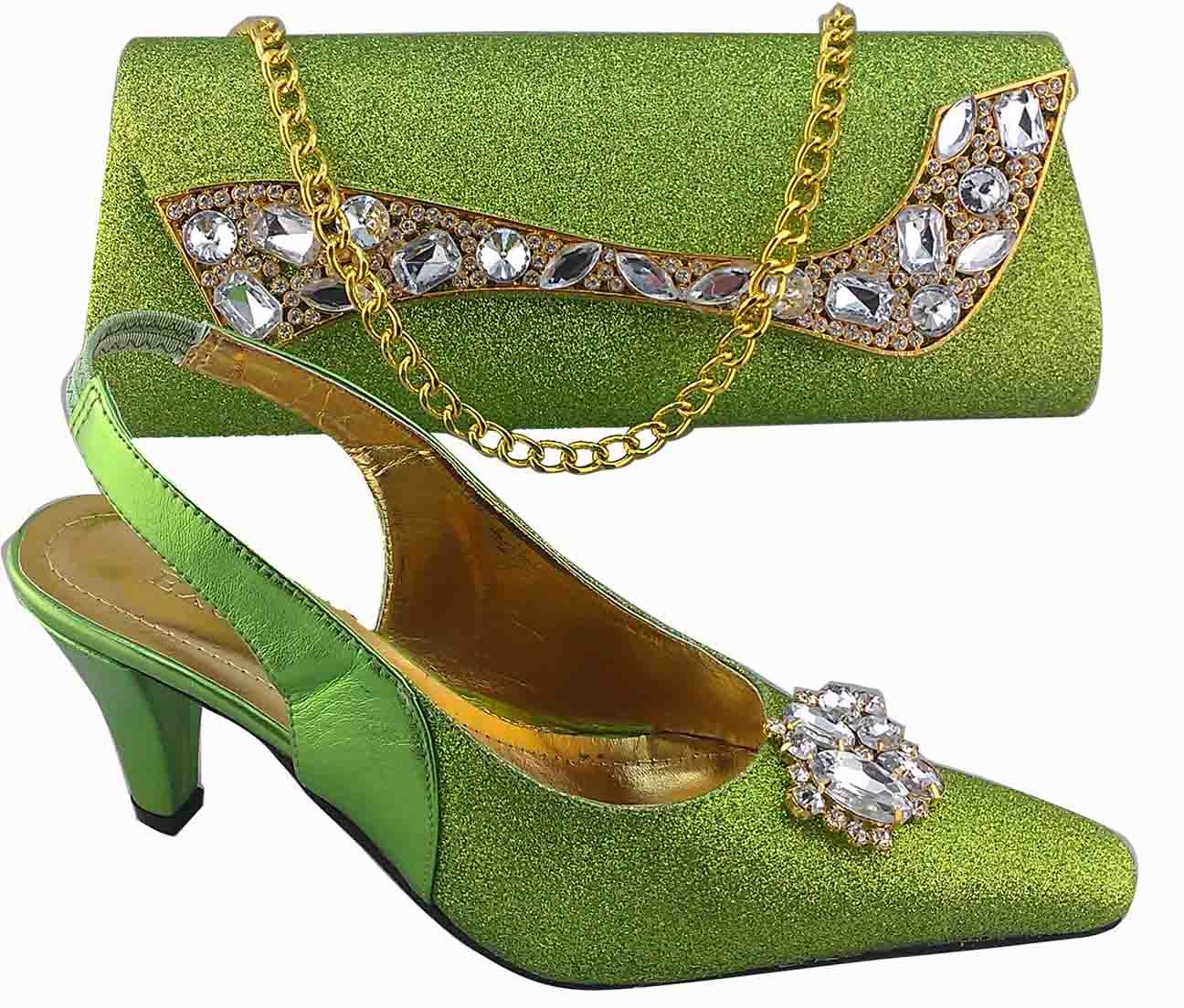 Green Color Italy Shoes And Matching Bag for Wedding And Party,we Also ...