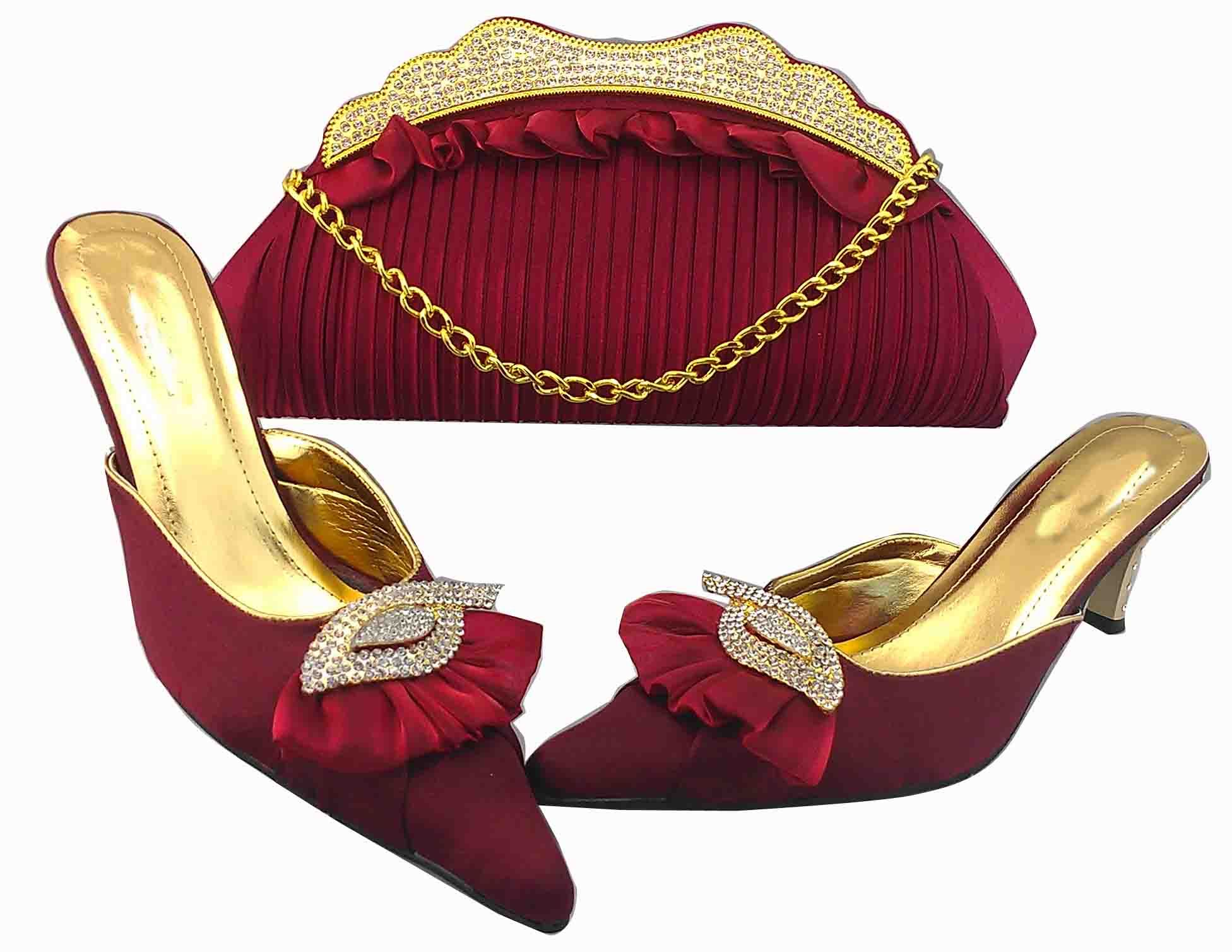 304-7 Wine Italy Shoes And Matching Bag for Wedding And Party,we Also ...