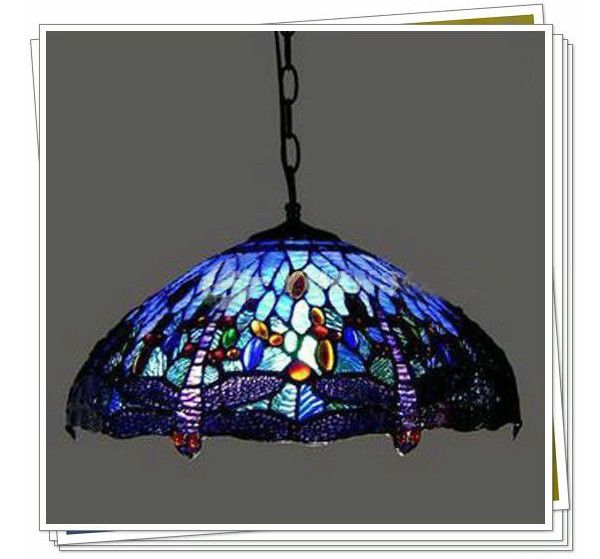 Discount Tiffany Style Dragonfly Stained Glass Pendant Light Living