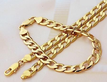 Cheap Men&#39;s 18k Yellow Gold Filled Necklace Curb Chain Necklace/bracelet Sets Online with $31.98 ...