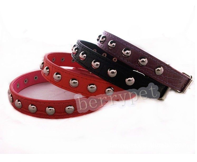 PU leather rivets crocodile grain dog Collars Pet Collars Mix Order ...
