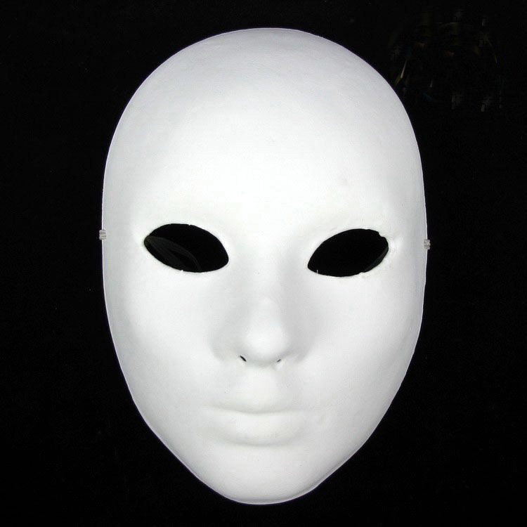 Diy Blank Masks Thicken Women'S Full Face Paper Pulp Plain White