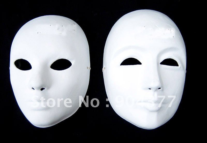 Diy Plain White Masks For Male Female Full Face Paper Pulp Blank