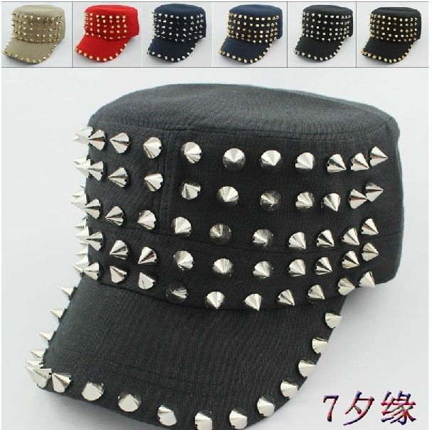 Online Cheap Rivets Spikes Spiky Studded Cap Flat Top Ball Hat Unisex