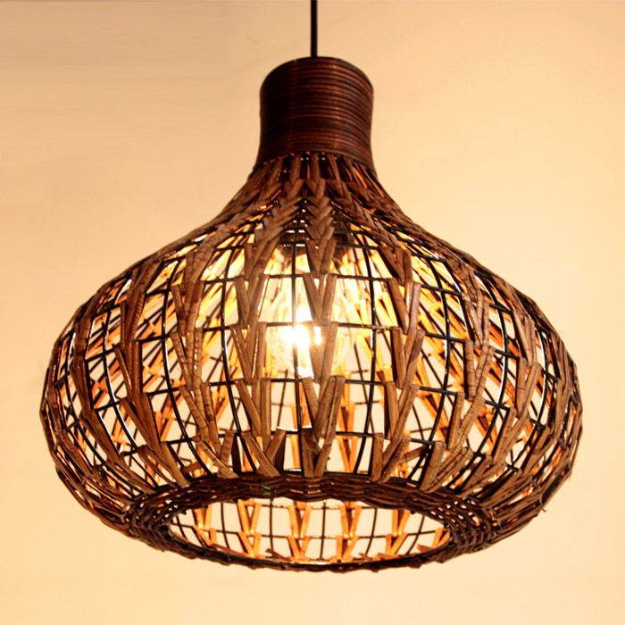 Southeast Asia Rattan Garlic Dining Room Ceiling Pendant Lights Handmade Study Room Restaurant