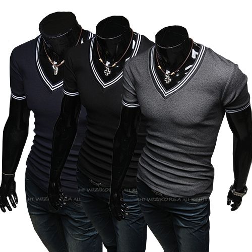 Mens T Shirts2013 Hot Sale Mens Designer Casual V Neck T Shirts Tee