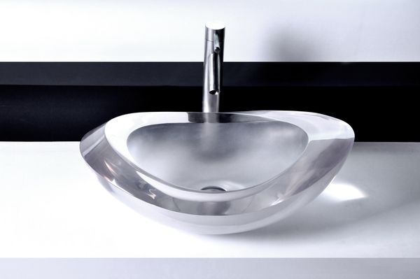 Cuarto de baño de piedra artificial oval encimera lavabo de diseño ...