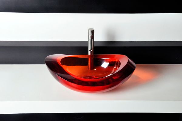 Cuarto de baño de piedra artificial oval encimera lavabo de diseño ...