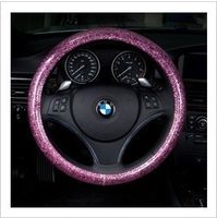 Fashion pink blue white steering wheel cover glitter car cov...
